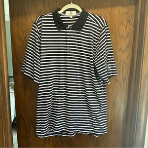 Fairway & Greene 100% Cotton Black, White, Purple Striped Polo